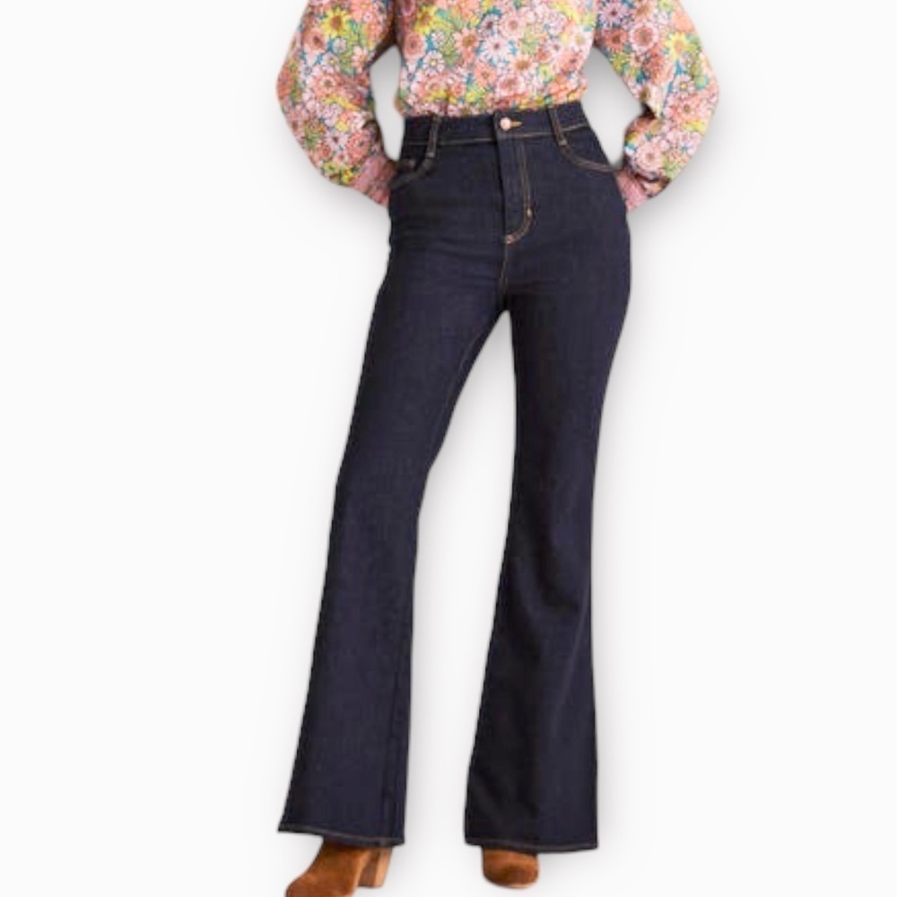 Boden High Waist Flare Jeans Tall Dark Wash NWT